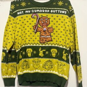 Dreamworks Green and Yellow Gingerbread Sweater